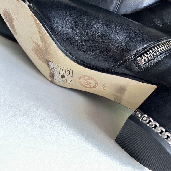 Michael Kors Sabrina Mid Bootie Ankle Boots Leather Black Women's Shoes Sz 7M - Picture 10 of 16